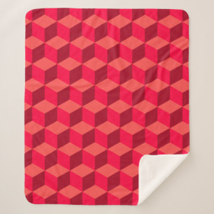Red Cubes Sherpa Blanket