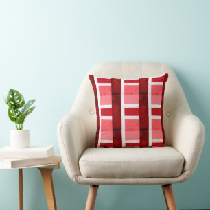 Red Cubism Plaid Throw Pillow