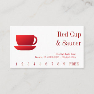 Red Cup & Saucer & Solid Back Business Card