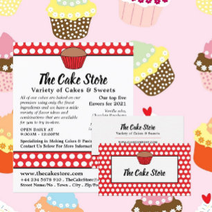 Red Cupcake & Polka Dot, Cake Store Advertising Flyer