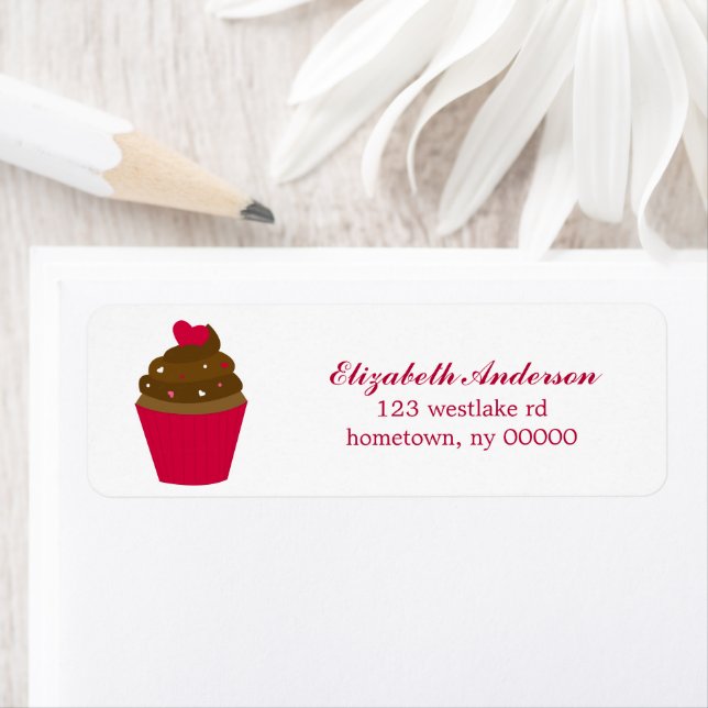 Red Cupcake Return Address Label (Insitu)