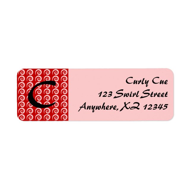 Red Curl Pattern Return Address Label (Front)
