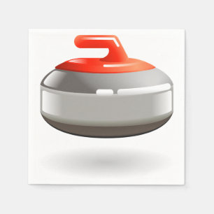 Red Curling Stone Winter Sports Napkin