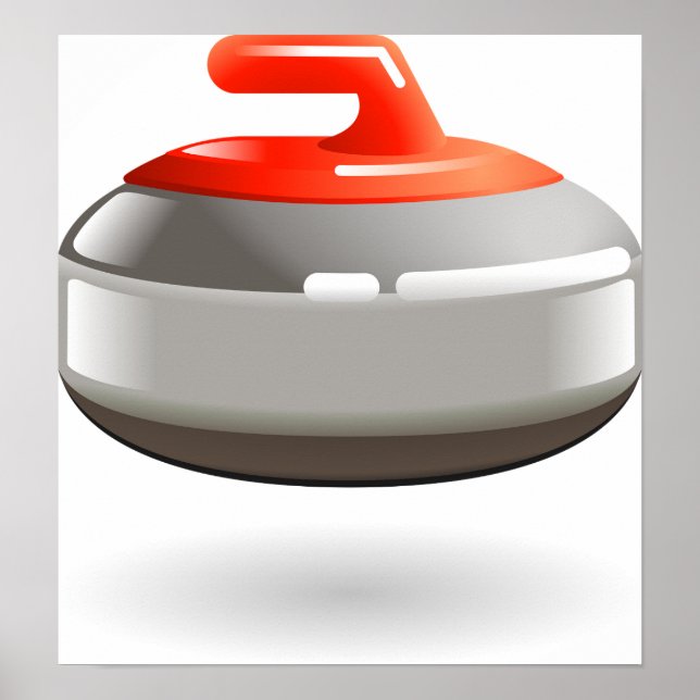 Red Curling Stone Winter Sports Poster (Front)