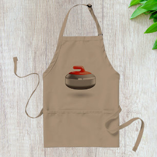 Red Curling Stone Winter Sports Standard Apron