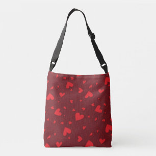 Red curly hearts crossbody bag