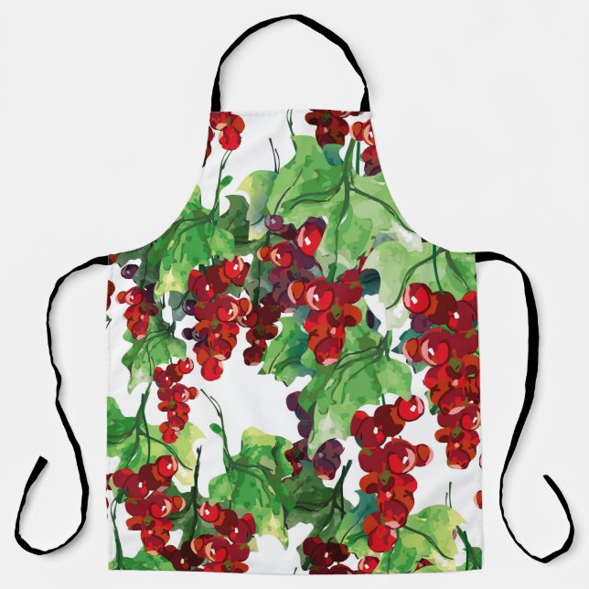 Red Currant Seamless Pattern Apron (Front)