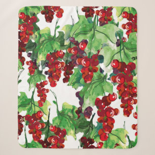Red Currant Seamless Pattern Sherpa Blanket