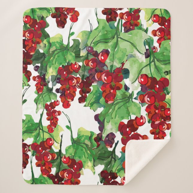 Red Currant Seamless Pattern Sherpa Blanket (Front)