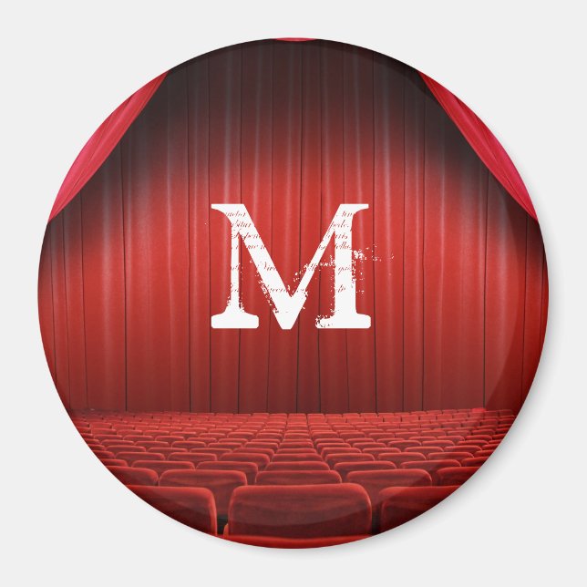 Red Curtain Theatre Monogram Initial Magnet (Front)