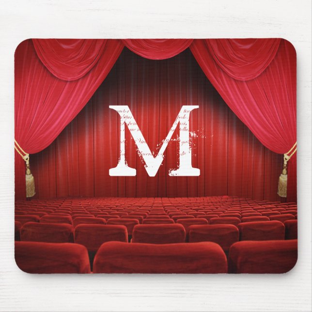 Red Curtain Theatre Monogram Initial Mouse Pad (Front)