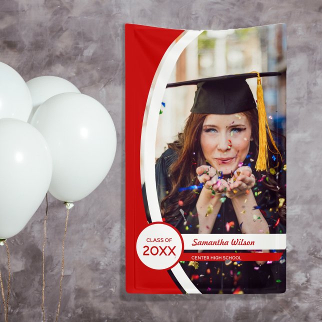 Red Curved Frame Photo Graduation Banner (Creator Uploaded)