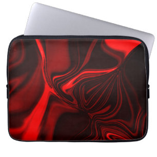 Red curves and undulations on dark background laptop sleeve