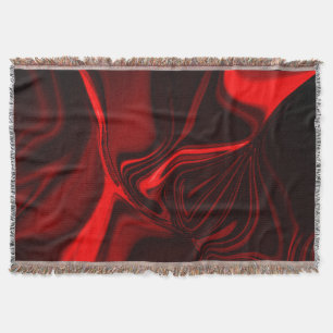Red curves and undulations on dark background throw blanket
