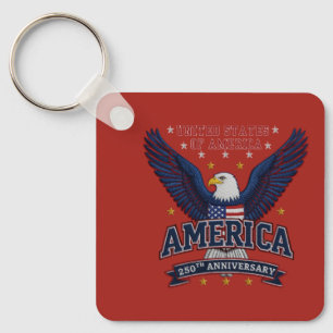 Red Custom America 250 Business QR Code Square  Key Ring