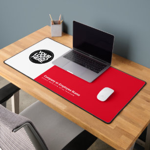 Red   Custom Business Logo Name, Slogan Desk Mat