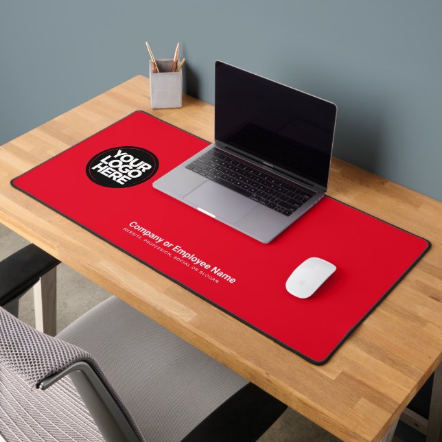Red | Custom Business Logo Name, Slogan Desk Mat (Office 2)