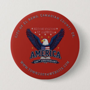 Red Custom City 250th Anniversary Promo 7.5 Cm Round Badge