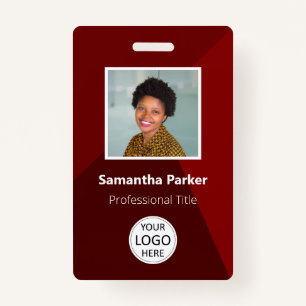 Red Custom Employee - Photo ID, Logo, Bar Code ID Badge