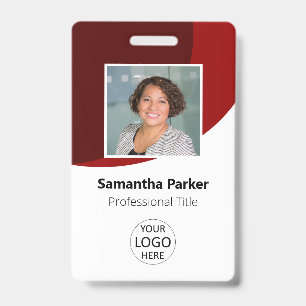 Red Custom Employee - Photo, Logo, Barcode, Name ID Badge