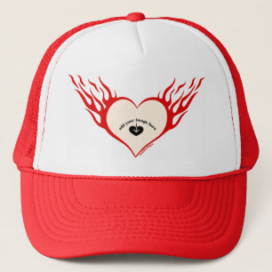 Red Custom flaming heart  Trucker Hat