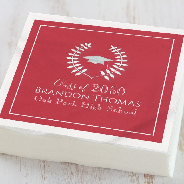 Red Custom Graduation Party Classic Napkin (Creator Uploaded)