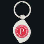 Red Custom initial letter Polka Dot  Key Ring<br><div class="desc">Custom initial letter Polka Dot red and white</div>