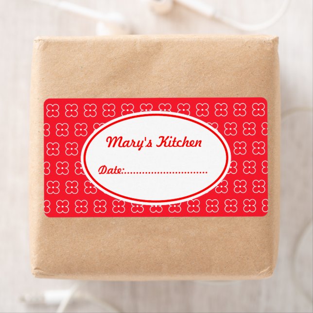 Red Custom Kitchen Labels (Insitu)
