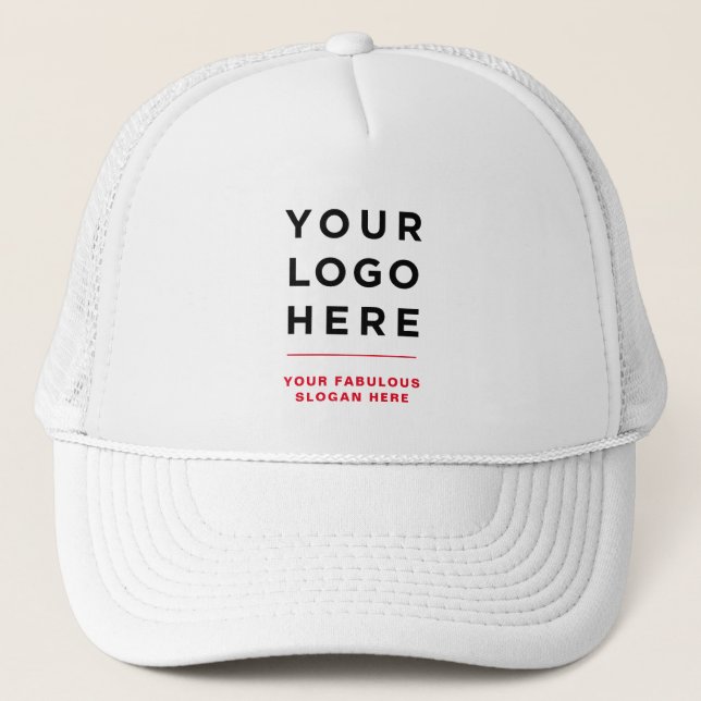 Red Custom Logo and Text Branded Hat No Minimum (Front)