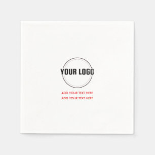Red Custom Logo and Text Minimalist Square Napkin