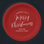 Red Custom Merry Christmas  Paper Plate<br><div class="desc">More pretty Christmas products in the Little Bayleigh store!</div>