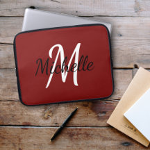 Red Custom Monogram Laptop Sleeve