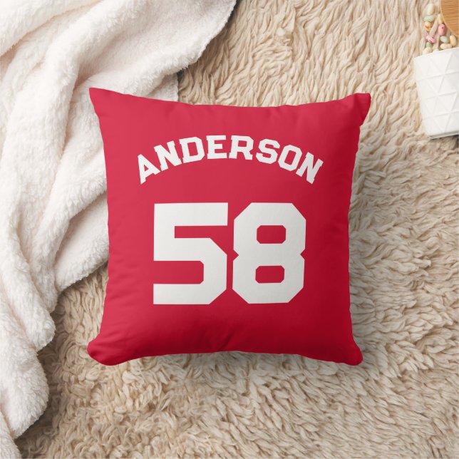 Red Custom Name & Number Sports Fan  Cushion (Blanket)