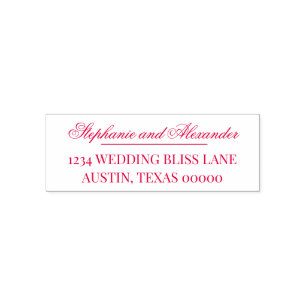 Red Custom Names Elegant Return Address Wedding Self-inking Stamp