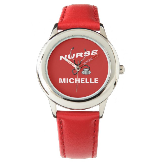 RED Custom Nurse Name Watch (Front)