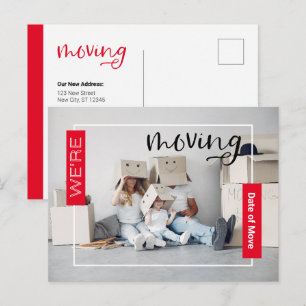 Red Custom Photo Moving Announcement Card