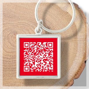 Red Custom QR Code Scannable Keychain