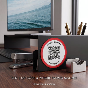 Red Custom QR Code & Website Promo Magnet