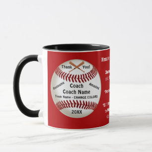 Red, Customisable, Baseball Coach Thank You Gifts, Mug