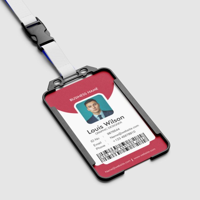 Red | Customisable Employee ID Company Security ID Badge (Creator Uploaded)