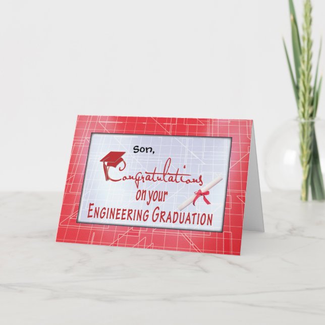 Red Customise Relationship Engineering Graduation Card (Front)