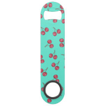 Red Cute Cherry Illustration Pattern Bright Teal