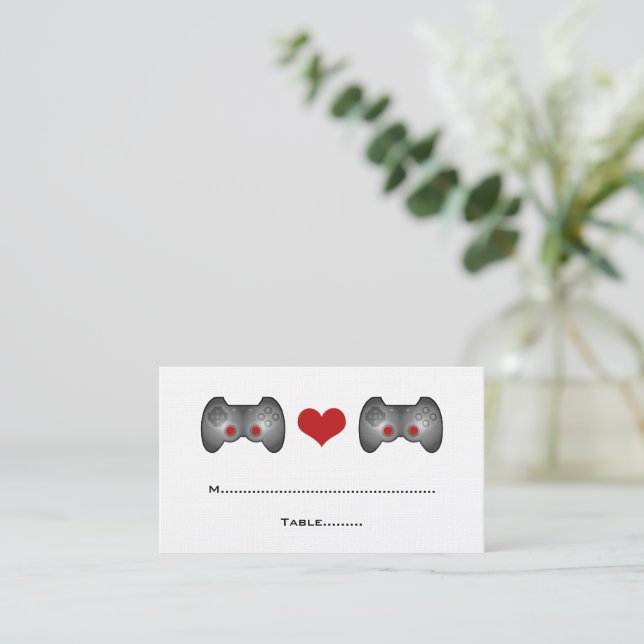 Red Cute Gamer Place Card (Standing Front)