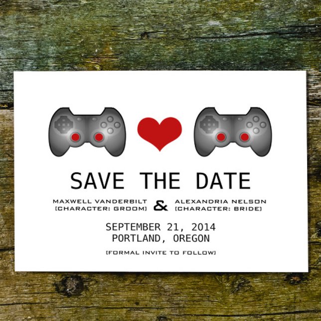 Red Cute Gamer Save the Date Invite (Red Cute Gamer Save the Date Invitation)