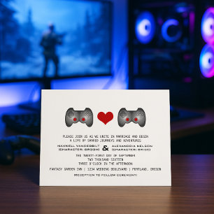 Red Cute Gamer Wedding Invite