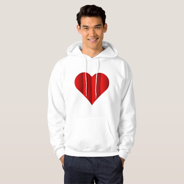 Red Cute Heart Logo Hoodie (Front Full)