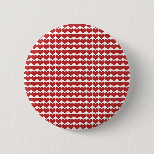 Red Cute Hearts Pattern Button (Front)