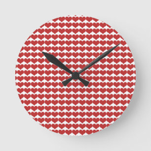 Red Cute Hearts Pattern Clock