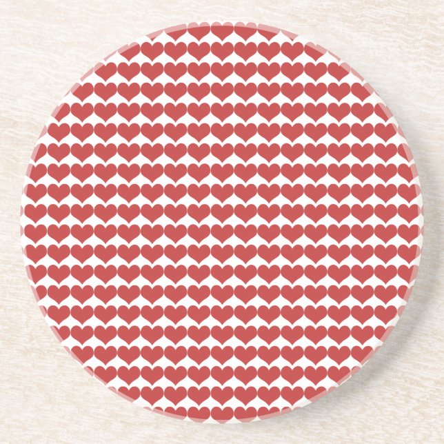 Red Cute Hearts Pattern Coaster (Front)
