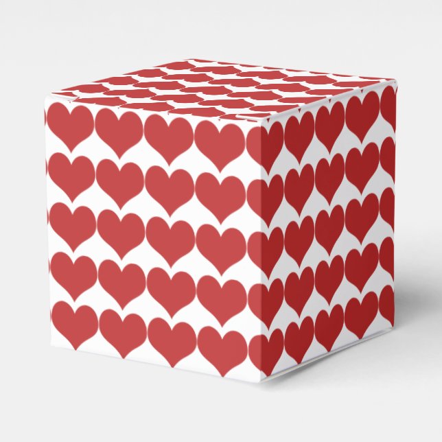 Red Cute Hearts Pattern Favour Boxes (Front Side)